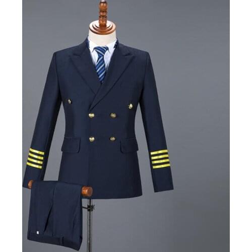 Blazer men suit set with pants man suit slim fit military uniform Chorus singer stage clothing formal dress