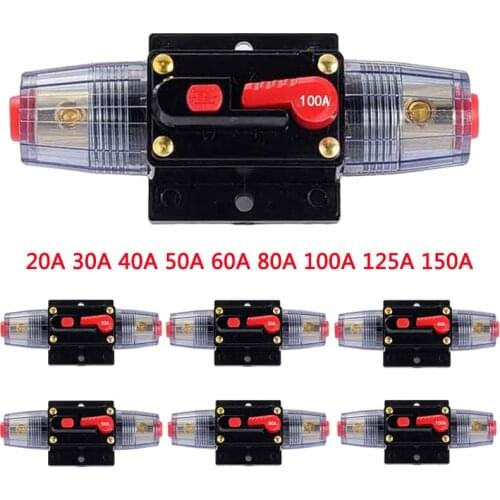 Universal Car Truck Recoverable Circuit Breaker 20A 30A 40A 50A 60A 80A 100A 125A Self-recovery Audio Fuse Holder Adapter