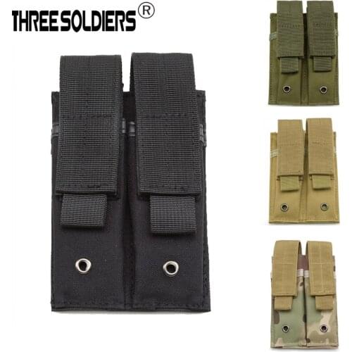 Three Soldiers 9MM Molle Tactical Dual Double Pistol Mag Magazine Pouch Close Holster Outdoor Combat Military Hunting Pouches