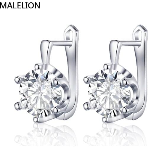 MAIKALE Classic Stud Earrings Gold Colour AAA Cubic Zirconia Round earrings Simple Korean Earrings For Women Send Friend