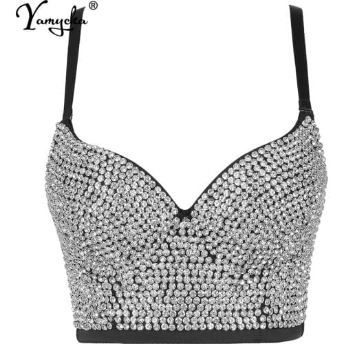 Sexy Handmade Sequin halter bustier corset crop top women summer indie tank party y2k top clubwear Cropped tube womens tops 2021