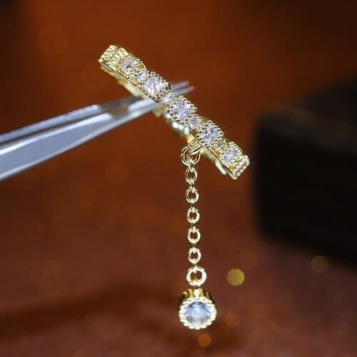 New Arrival Delicate Charm Cubic Zircon Pendant Ring For Women Girls Fashion Gold Color Wedding Jewelry Gifts Accessories
