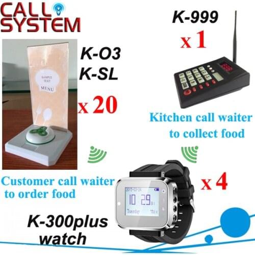 1 keyboard 4 watch wrist 20 buttons 20 food menu base restaurant ordering system Kitchen call waiter