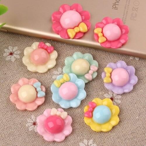 10pcs 20MM 25MM Sunflower resin flower charms flatback cabochon childrens hair handmade materials DIY mobile phone accessories