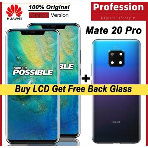 100% Original 6.39'' AMOLED Display with Frame for Huawei Mate 20 Pro LCD Touch Screen Digitizer Repair Parts + Back Glass