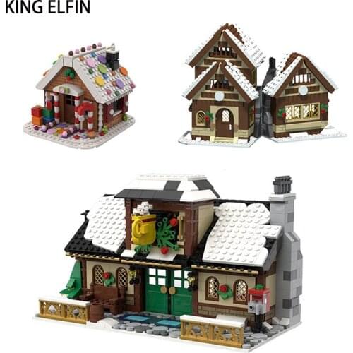 1002PCS Christmas Series winter village-coffee house building block model resort cottage bricks children toys Christmas gifts