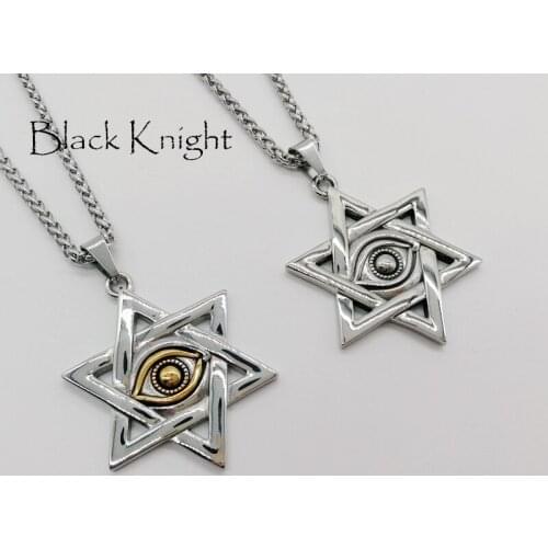 2019 Tantrism Star of David eye pendant & Necklace 2 tone stainless steel Israel soloman seal Magen David star hip hop necklace