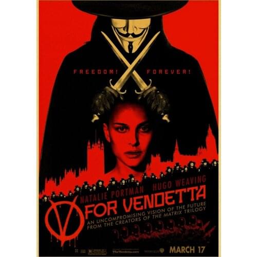 American sci-fi thriller movie V for Vendetta retro style poster hight quality canvas painting Art Decor Home Decor