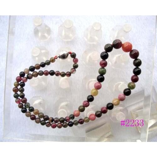 Free Shipping Natural Tourmaline Round Beads Necklace Women Jewelry Accessories Weddings Parties Birthday Gift