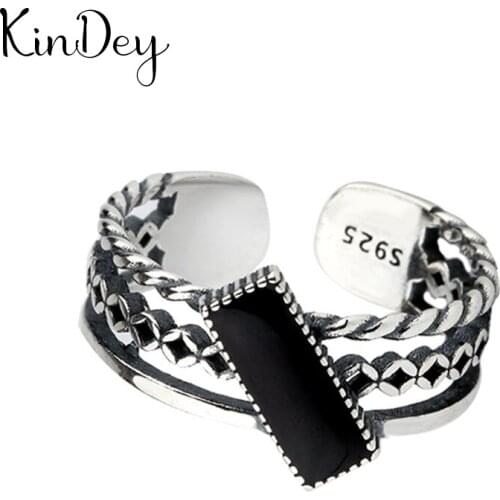 Bohemian Silver Color Black Rings For Women Men Engagement Rings Girls Party Gifts Anillos