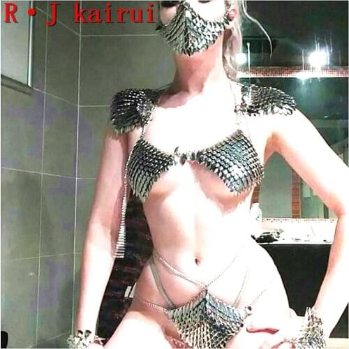 New Style RJFS05 Fashion Women Silver Fish Scale Neck Shoulder Chains Unique Scalemail Mermaid Costume Chains Jewelry