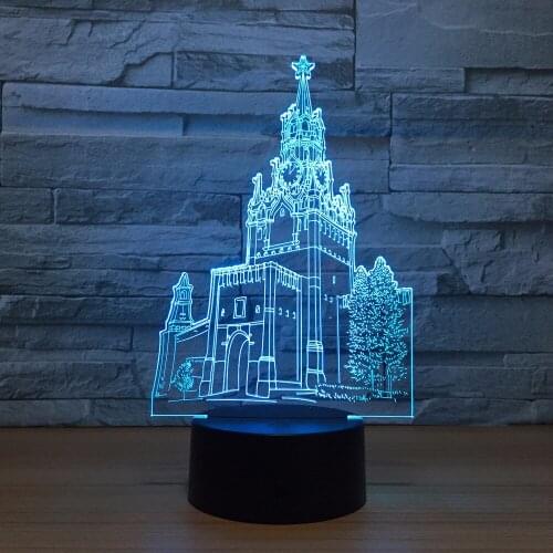 The Clock Tower Building 3D Illusion Lamp 7 Color Visual Led 3D Night Lights For Kids Touch Usb Table Lampara Lampe