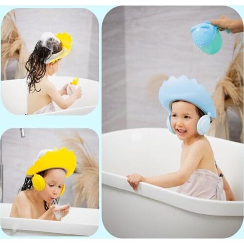 Baby Swim Ear Protection Shower Cap Toddler Adjustable Shower Cap Bath Cap Bath Shampoo Eye Protection Head Hair Cap For Kids