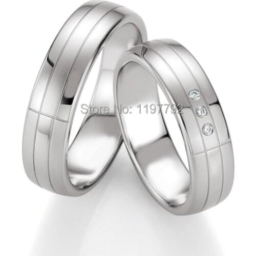 Europe Western high end custom silver Color titanium wedding bands engagement ring sets for men and women