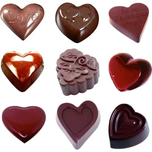 3D Love shape Valentines Day Polycarbonate Chocolate Mold Sweet Candy Pudding Jelly Mould DIY baking confectionery tools