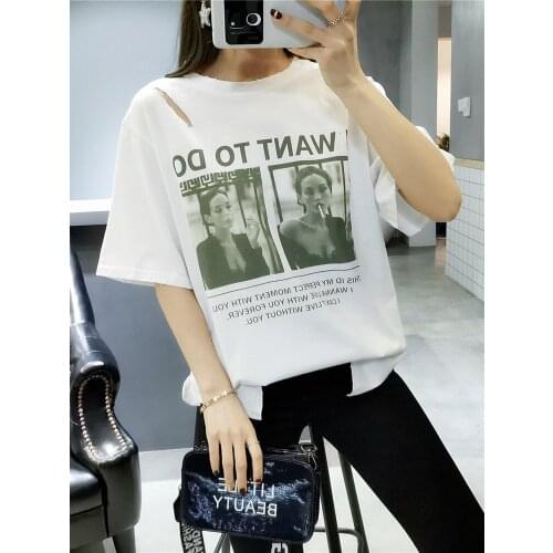MOINWATER 2021Women New Fashion T shirts Female Cotton White Black Tees&Tops Lady High Street Casual T-shirt MT1943