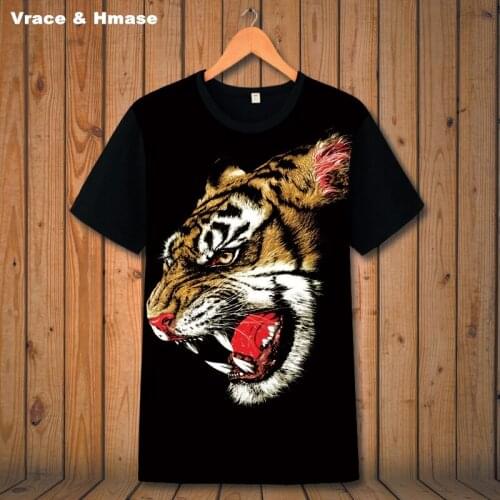 American style 3D tiger pattern fashion hip-hop short sleeve t-shirt Summer 2018 New soft breathable quality t shirt men S-6XL