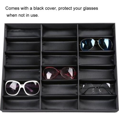 18 Grids Glasses Display Stand Sunglasses Storage Box Glasses Jewelry Organizer Comes With A Black Cover 47 * 37 * 6cm