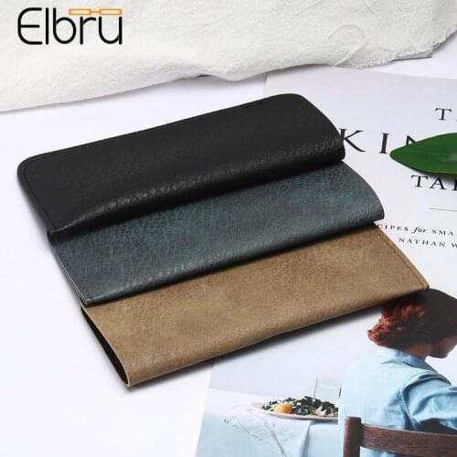 Elbru Leather Glasses Bags Soft Eyeglasses Frame Sunglasses Cases Storage Anti Scratch Waterproof Reading Glasses Glasses Bag