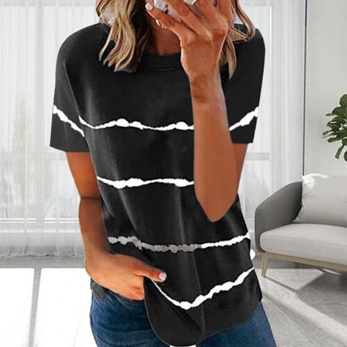 Cotton Black Striped Women Summer Loose T-Shirts 2020 Female Plus Size Short Sleeve Casual O-Neck Modal T Shirt Ladies Soft Tops