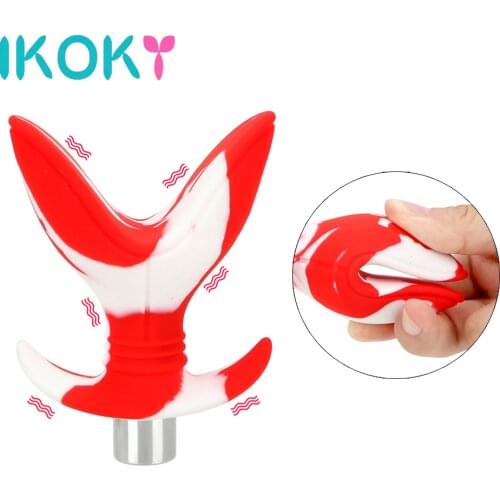 IKOKY Butt Plug Soft Silicone 10 Speed Vibrator Opening Anus Expander Sex Toys for Women Men Gay Anal Plug Flower Anal Dilator