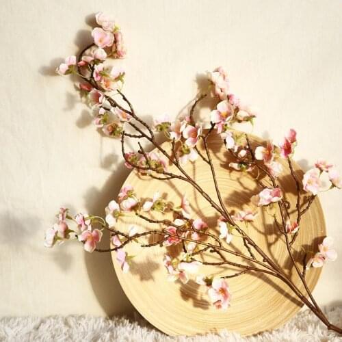 Artificial Cherry Spring Plum Peach Blossom Branch Silk Flower Home Wedding Decorative Flowers Plastic Peach Bouquet 97CM