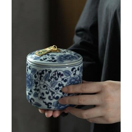 Tea Containers Moisture-Proof Sealed Ceramic Pot Tea Container Vintage Tea Warehouse Tea Tins Stash Container Kong Fu Tea Set