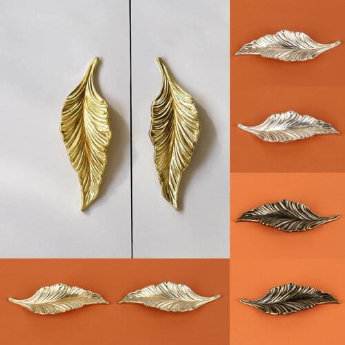 Creative Gold Tree Leaf Handles Furniture Kitchen Cabinet Knob for Wardrobe Drawer Door Pulls Vintage Bronze Leaves Handle
