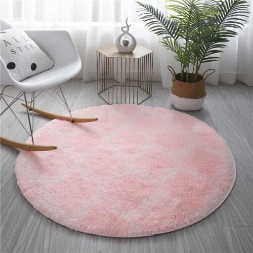 Round carpet nordic ins living room bedroom tie-dye rug Thick soft skin-friendly non-odor child crawling mat hanging basket rug