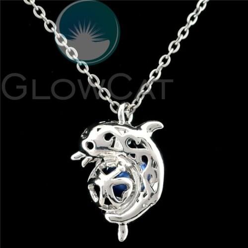 Copper Dolphin Ball Beads Pearl Cage Perfume Diffuser Pendants Locket Necklace Christmas Gift K1218