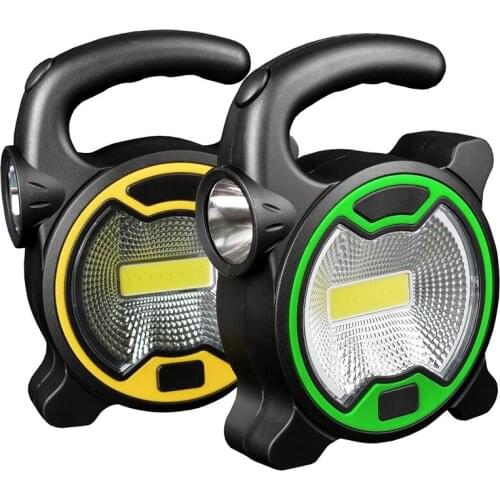 Mini outdoor camping lamp with flashlight LED+COB portable floodlight AA battery working light No.5 3 sections