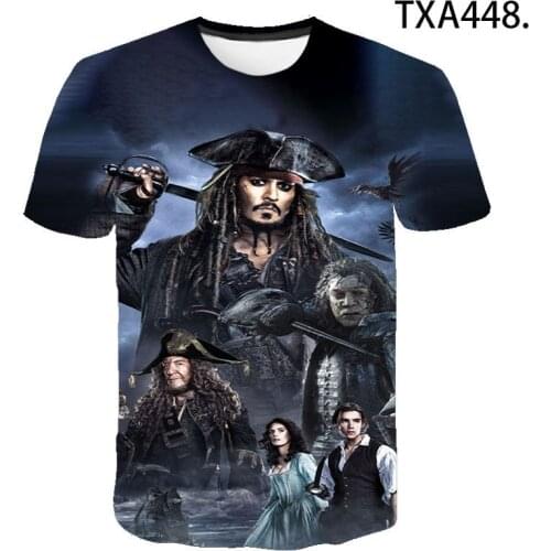 2021 Summer New Funny T-shirt Men 3d Printing Movie Pirate Captain Jack Kids Cool Short Sleeve Top