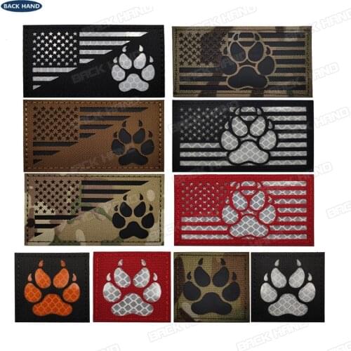 AMERICAN FLAG K9 UNIT Velcros Patches BLUE LINE k-9 Training Service DOG Paw USA Glow In Dark badge Bear Military Patches