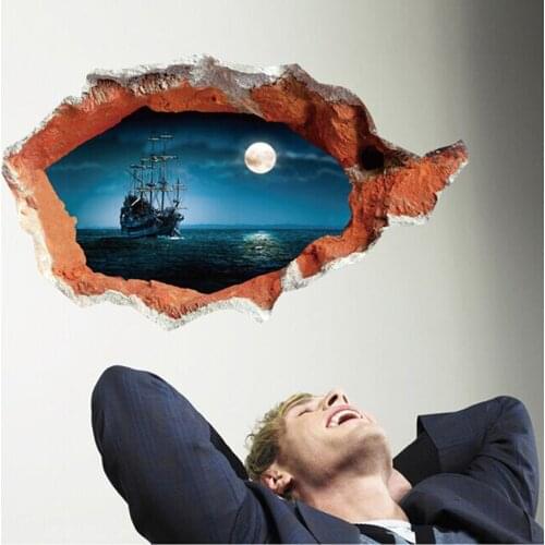 NEW Wall paintings 3D three-dimensional wall stickers Corsair Wall Sticker for home hotel room bathroom wall Decoration 1591601