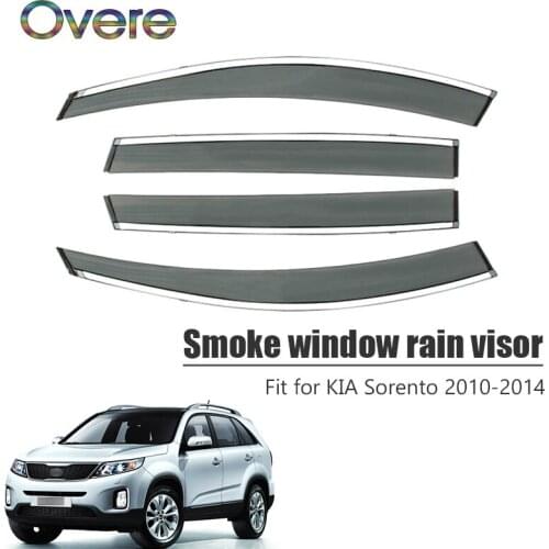 Overe 4Pcs/1Set Smoke Window Rain Visor For Kia Sorento 2010 2011 2012 2013 2014 Styling Awnings Shelters Guard Accessories