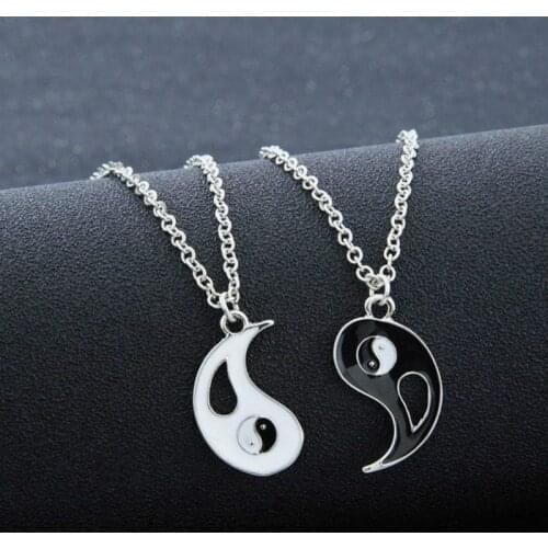 2 Pcs/set Necklace for Women Men Fashion Yin Yang Couples Matching Choker Best Friendship Couple Jewelry Valentines Day Gift