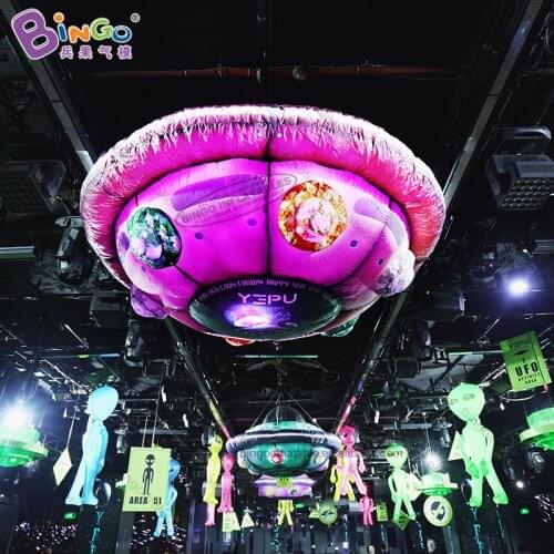 Personalized 1.8 Meters RGB Lights Inflatable UFO Replica / Hanging Blow Up lighting UFO for Decoration Toys BG-M0261