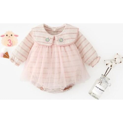 Baby Girl Dress 0-2T Long Sleeve Striped Romper One-piece Fashion Cotton Newborn Baby Girl Toddler Costume