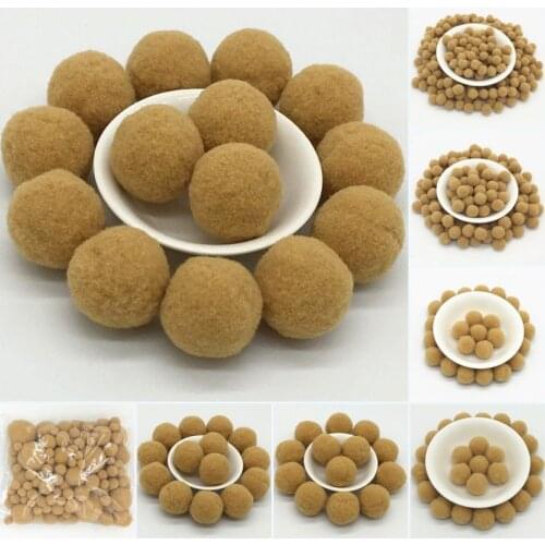 Khaki Pompoms 8/10/15/20/25/30mm Fur Plush Ball Craft DIY Soft Pompon Wedding Home Garment Sewing on Cloth Accessories 20g