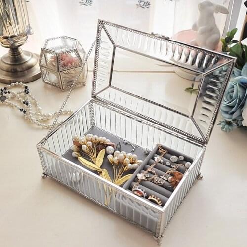 Handmade glass transparent jewelry box jewelry decoration cosmetics desktop storage box cupcake decoration