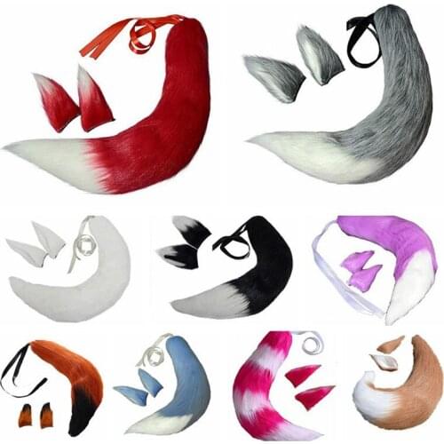 Adjustable Belt Fox tailed Furry Animal Headband Cosplay Props Carnival Party Decor Fancy Dress Halloween Costume Accessories