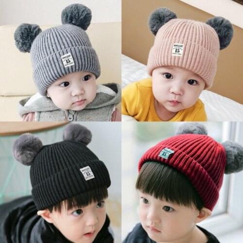 Baby Girl Boy Winter Hat Soft Warm Beanies Pompon Hat Elasticity Knit Hats Children Casual Solid Color Caps