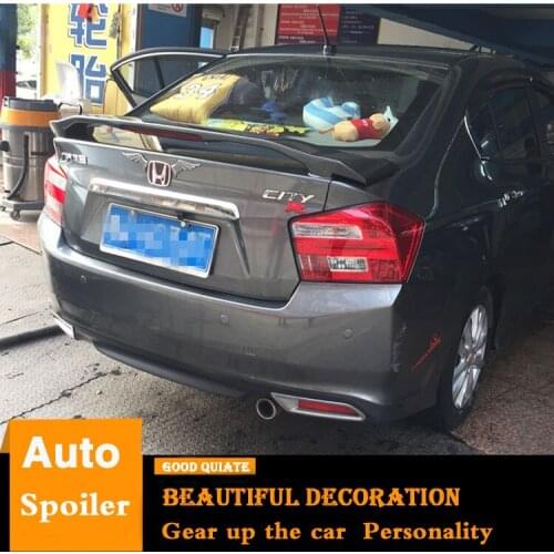 For Honda City Spoiler 2009-2014 City With brake lights ABS Material Car Rear Wing Primer Color Trunk Rear Spoiler Sport