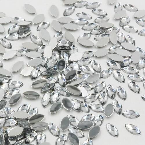 Free Shipping 144pcs 5*10mm Clear/Crystal Marquise Earth Facets Flat Back Acrylic Rhinestone Craft Scrapbooking For DIY