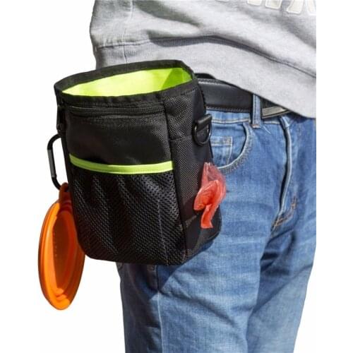 Dog Food Bag Treat Training Pouch With Poop Bag Dispenser Pet Dogs Snack Large Capacity Pack Pouch With Adjustable Strap