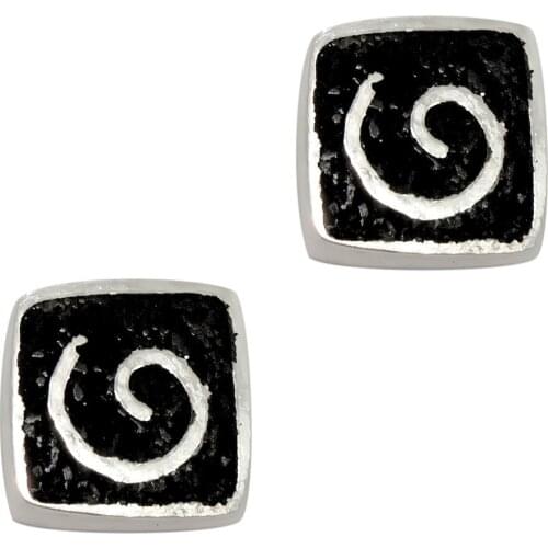 DARK DIAMOND-genuine volcanic Lava and 925 sterling silver earring. Handmade in Spain