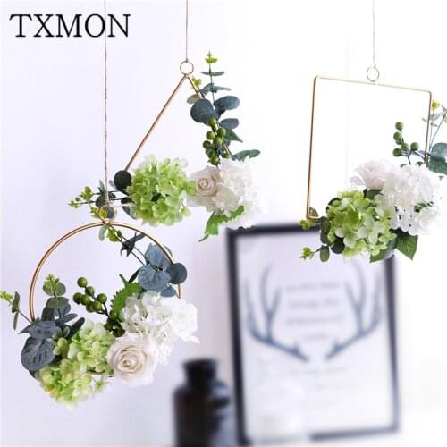 Nordic style wall hanging decoration artificial wreath modern minimalist creative living room plants fake flower TV wall jewelry