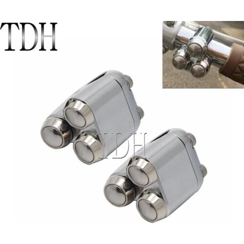 Aluminum Chrome Universal Motorcycle Handlebar Switch Horn Start Kill Button Switch 1'' 7/8'' Bar Motor Turn Single Light Switch