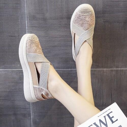 Hollow Fisherman Female Womens Flats Canvas Shoes Spring Summer Cut Out Canvas Shoes Shallow Slip on Casual