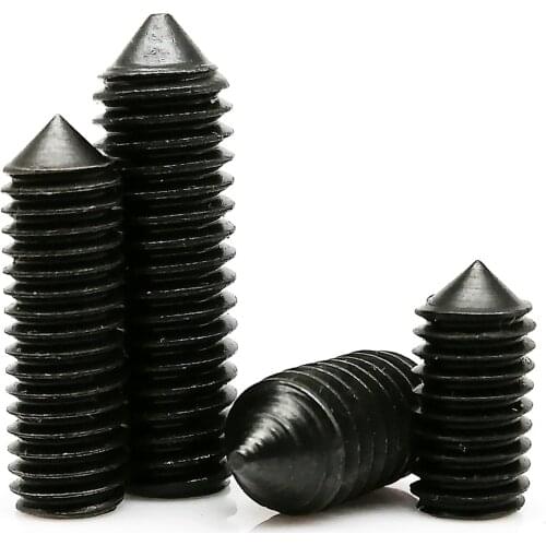 1/10/50pcs M3 M4 M5 M6 M8 M10 M12 M16 Black Grade 12.9 Steel Hex Hexagon Socket Tapered End Bolt Cone Point Grub Set Screw